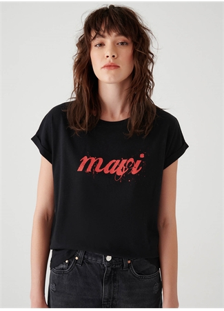 Mavi M166422-900 Bisiklet Yaka Slim Fit Siyah Kadın T-Shirt