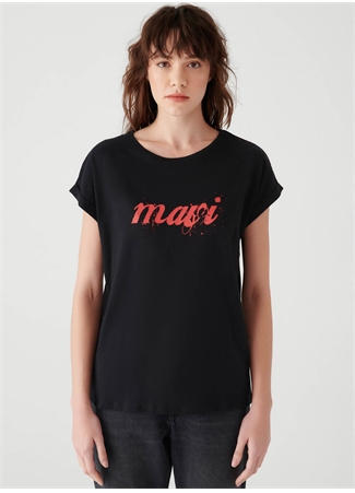 Mavi M166422-900 Bisiklet Yaka Slim Fit Siyah Kadın T-Shirt_2