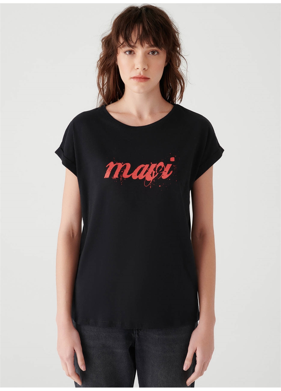 Mavi M166422-900 Bisiklet Yaka Slim Fit Siyah Kadın T-Shirt_2