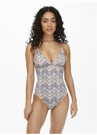 Only Kahve Kadın Mayo ONLANDREA RUFFLE SWIMSUIT_1