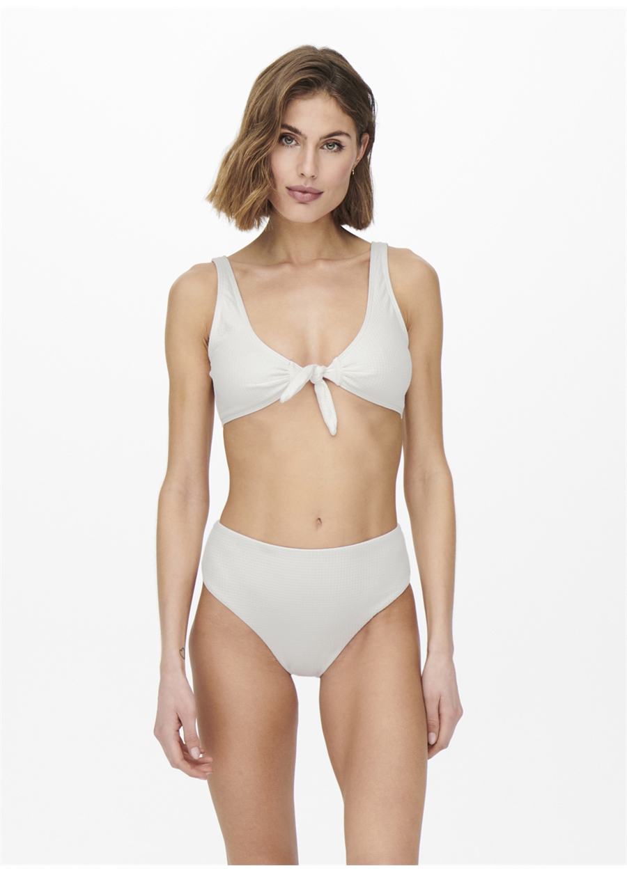 Only Onlrose Texture Hw Brazilian Normal Kalıp Düz Kırık Beyaz Kadın Bikini Alt