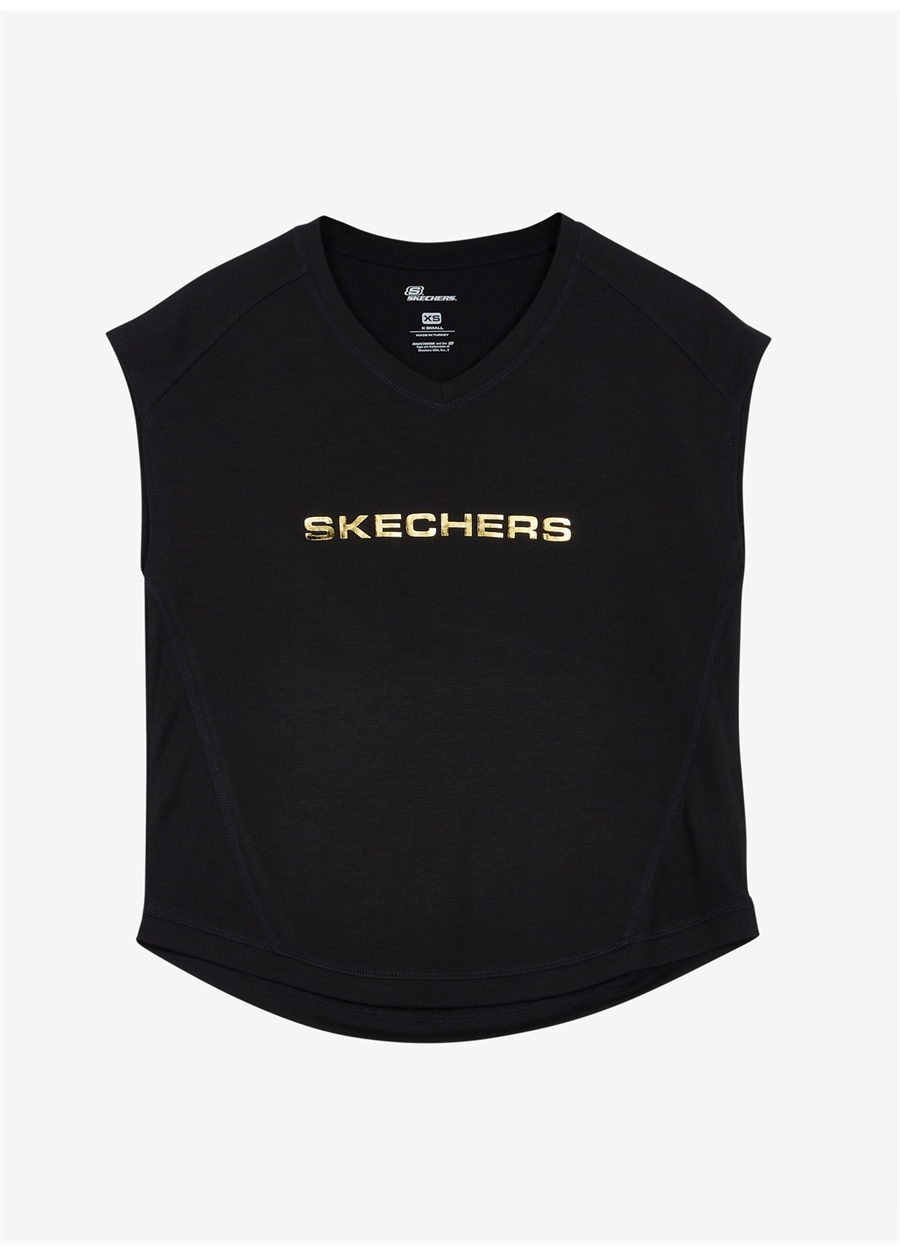 Skechers S211289-001 Graphic Crew Tee Bisiklet Yaka Normal Kalıp Düz Siyah Kadın T-Shirt_0