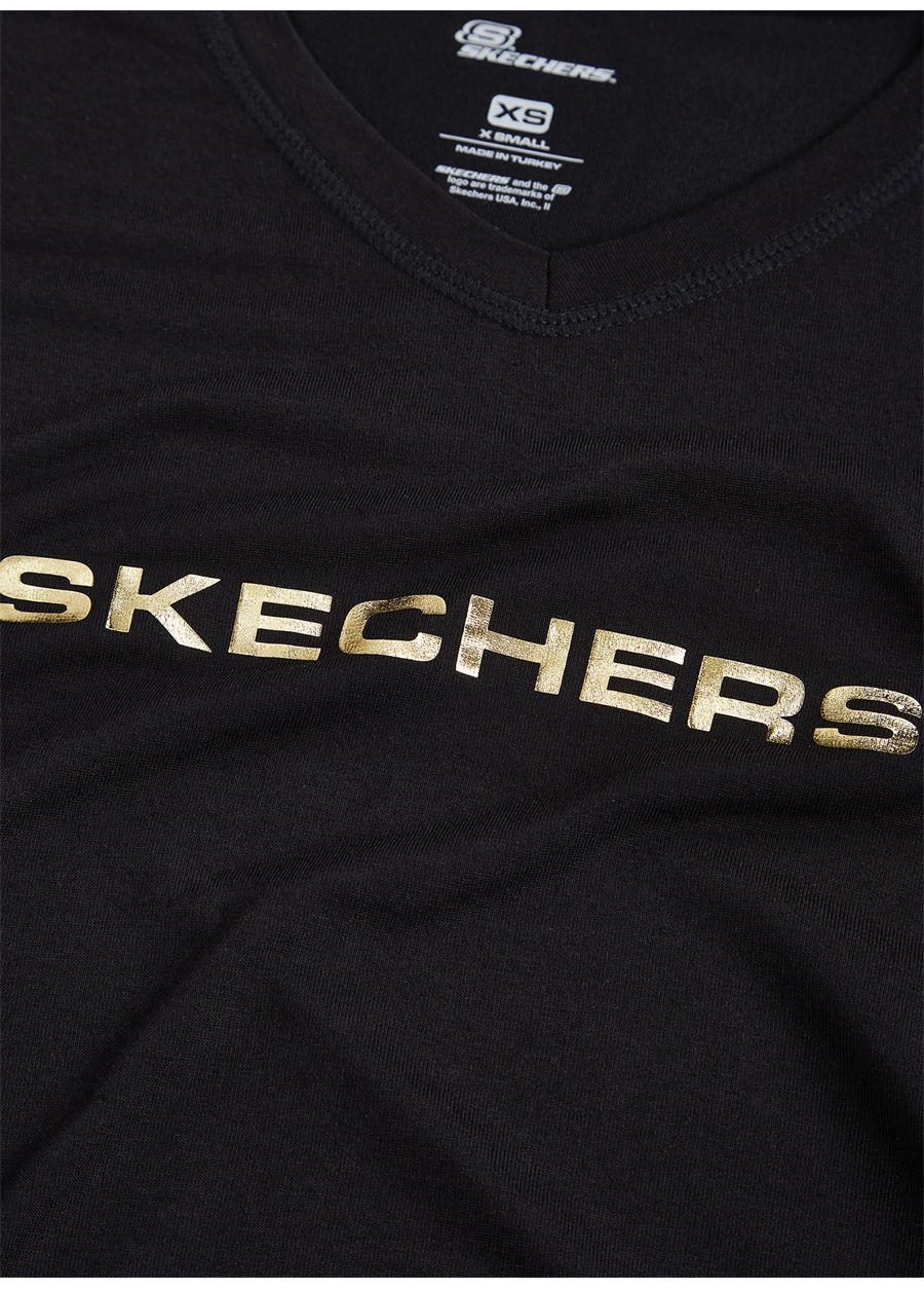 Skechers S211289-001 Graphic Crew Tee Bisiklet Yaka Normal Kalıp Düz Siyah Kadın T-Shirt_3