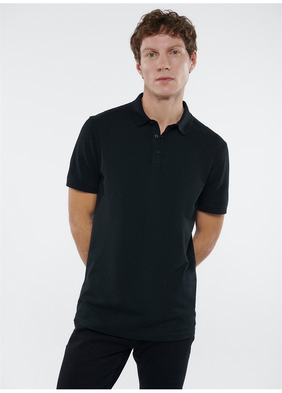 Mavi Düz Siyah Erkek Polo T-Shirt M066157-900_POLO TİŞÖRT_1