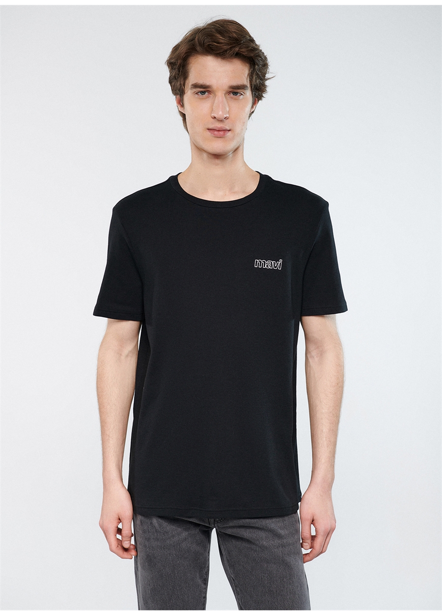 Mavi Bisiklet Yaka Düz Siyah Erkek T-Shirt M0610360-900_BASIC TİŞÖRT_1