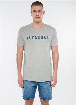 Mavi M066282-31935_Istanbul Bisiklet Yaka Slim Fit Baskılı Açık Gri Erkek T-Shirt_2