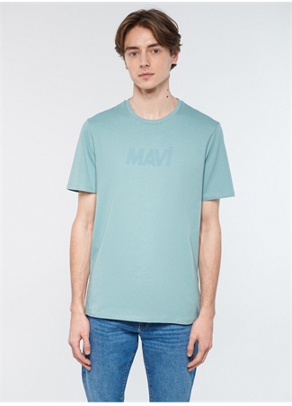 Mavi Bisiklet Yaka Baskılı Koyu Mavi Erkek T-Shirt M066846-70838_MAVİ BASKILI TİŞÖRT_2