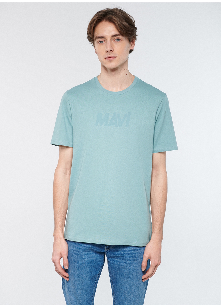 Mavi Bisiklet Yaka Baskılı Koyu Mavi Erkek T-Shirt M066846-70838_MAVİ BASKILI TİŞÖRT_2