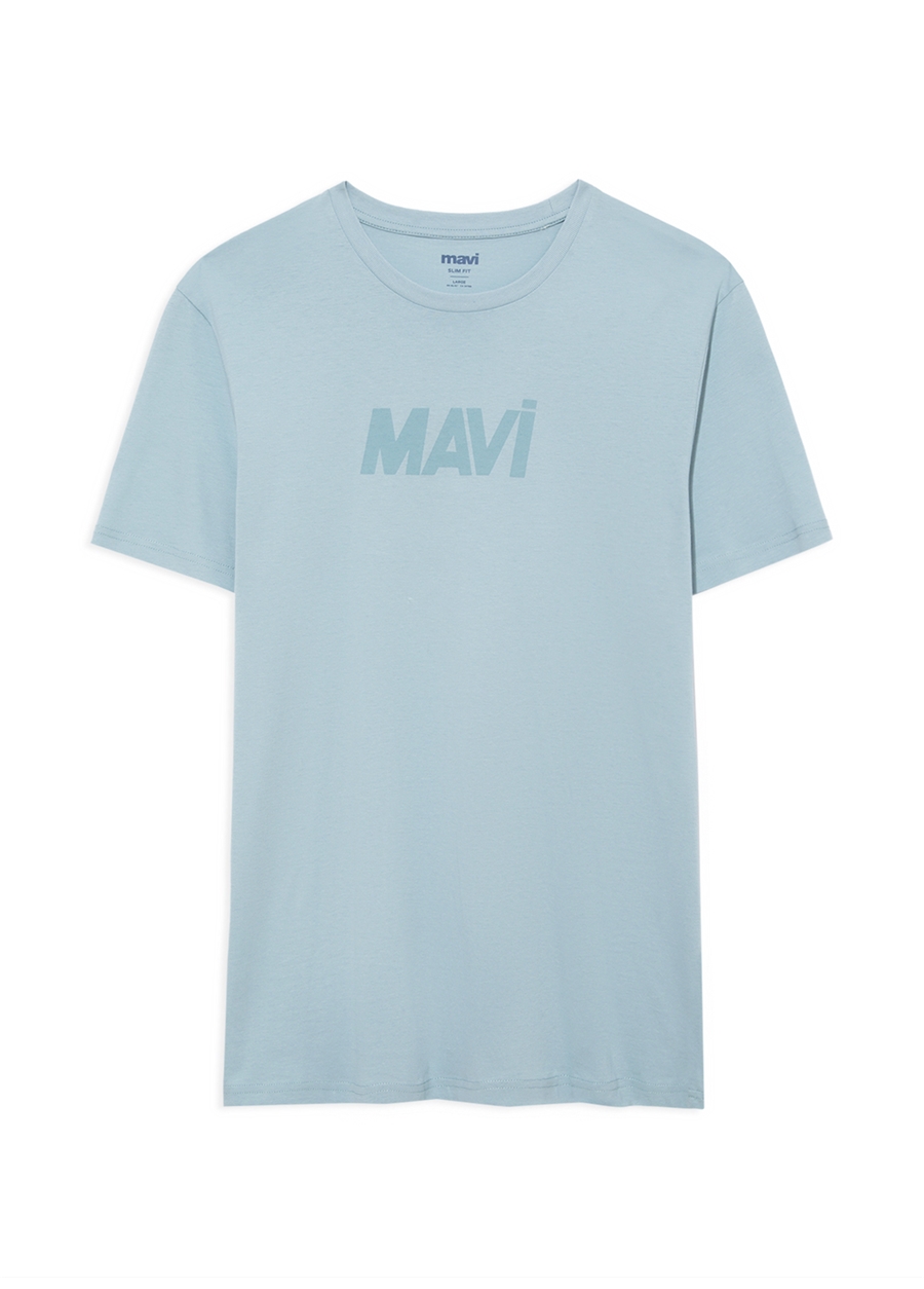 Mavi Bisiklet Yaka Baskılı Koyu Mavi Erkek T-Shirt M066846-70838_MAVİ BASKILI TİŞÖRT_6