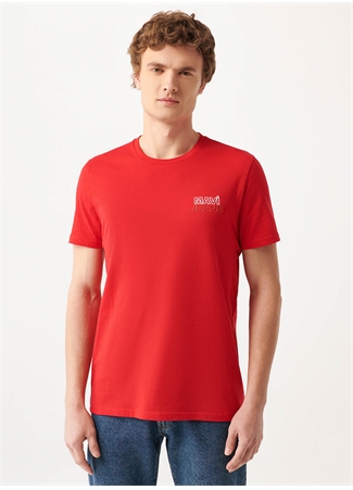 Mavi M066841-33099 Bisiklet Yaka Slim Fit Baskılı Kırmızı Erkek T-Shirt_2