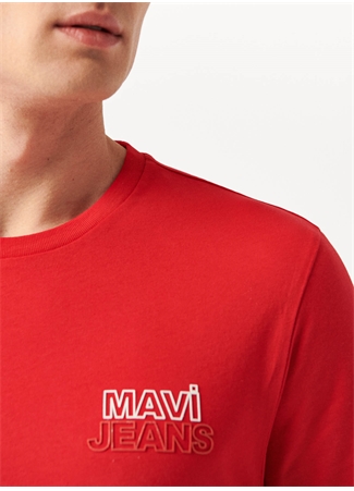 Mavi M066841-33099 Bisiklet Yaka Slim Fit Baskılı Kırmızı Erkek T-Shirt_4