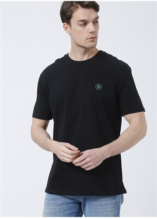 Mavi M067074-900_Logo Bisiklet Yaka Loose Fit Düz Siyah Erkek T-Shirt_2