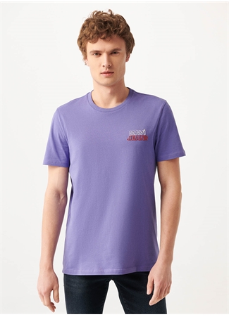 Mavi M066841-34637 Bisiklet Yaka Slim Fit Baskılı Eflatun Erkek T-Shirt_2