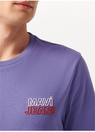 Mavi M066841-34637 Bisiklet Yaka Slim Fit Baskılı Eflatun Erkek T-Shirt_4