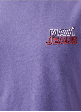 Mavi M066841-34637 Bisiklet Yaka Slim Fit Baskılı Eflatun Erkek T-Shirt_5