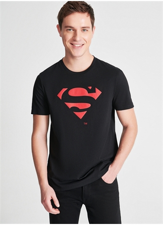 Mavi Bisiklet Yaka Slim Fit Baskılı Siyah Erkek T-Shirt - M066875-900_Superman