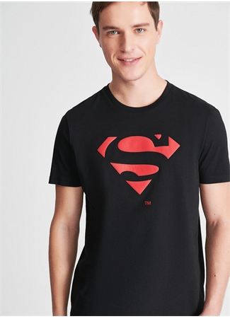 Mavi Bisiklet Yaka Slim Fit Baskılı Siyah Erkek T-Shirt - M066875-900_Superman_1