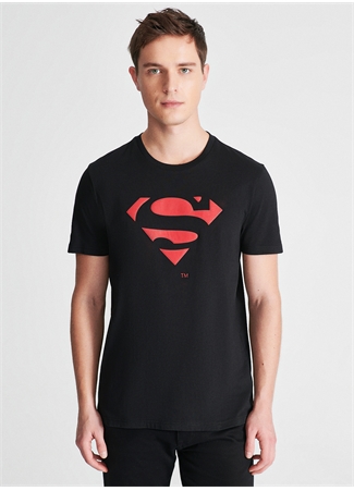 Mavi Bisiklet Yaka Slim Fit Baskılı Siyah Erkek T-Shirt - M066875-900_Superman_2