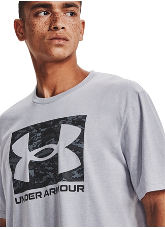 Under Armour Bisiklet Yaka Normal Kalıp Düz Gri Erkek T-Shirt - 1361673 Ua Abc Camo Boxed Logo Ss_3