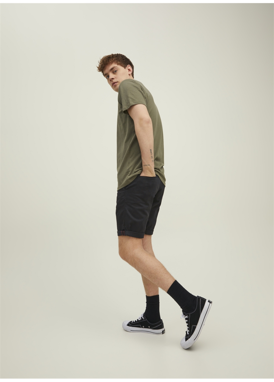 Jack & Jones Siyah Erkek Standart Fit Chino Şort 12165604_JPSTBOWIE JJSHORTS SOLID_1