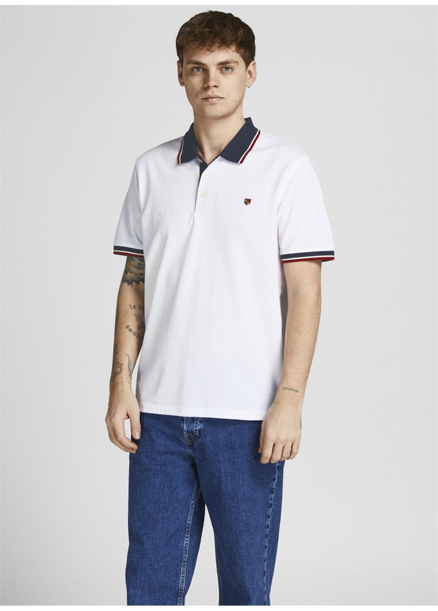 Jack & Jones Düz Kırık Beyaz Erkek Polo T-Shirt 12169064_JPRBLUWIN POLO SS_1