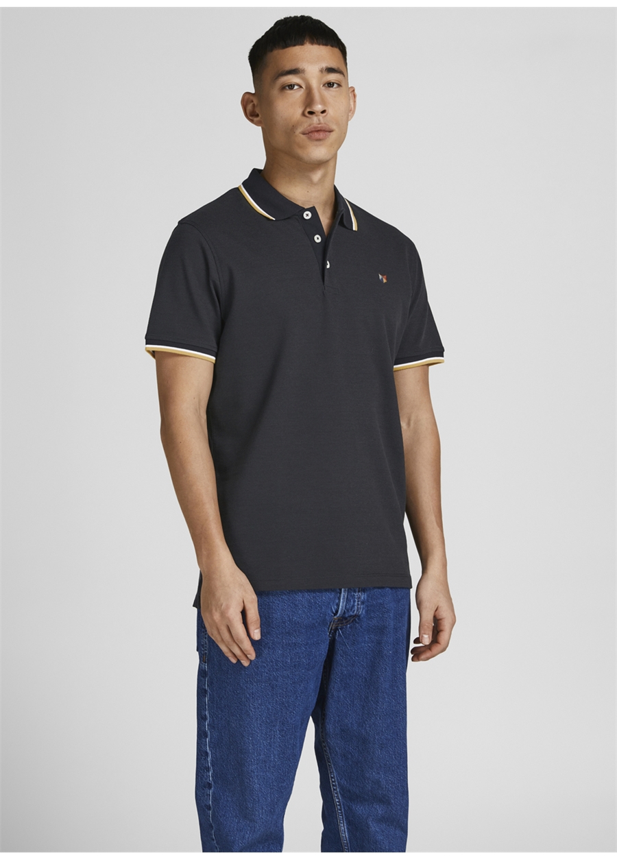 Jack & Jones Düz Siyah Erkek Polo T-Shirt 12169064_JPRBLUWIN POLO SS_1