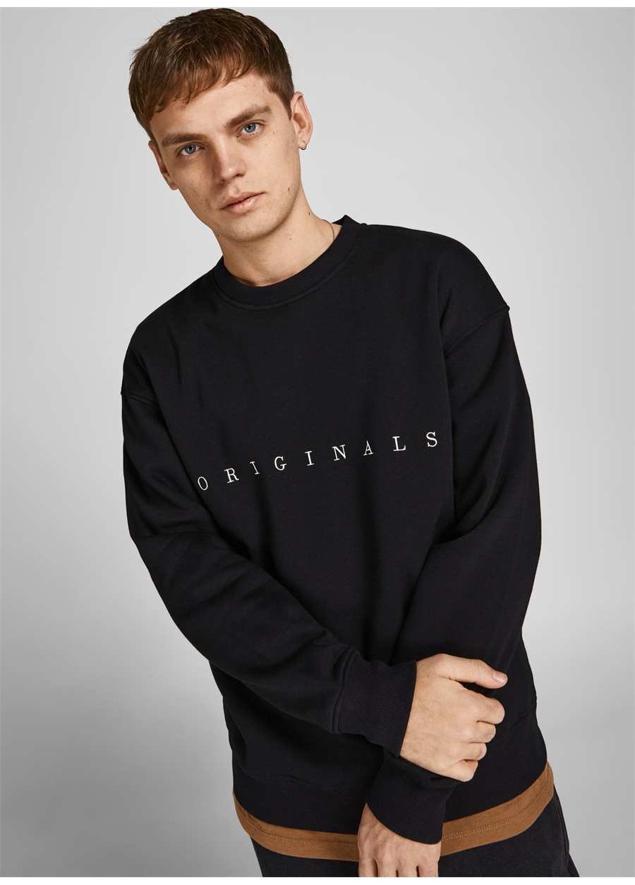 Jack & Jones O Yaka Siyah Erkek Sweatshırt 12204796_JORCOPENHAGEN BIG SWEAT_0