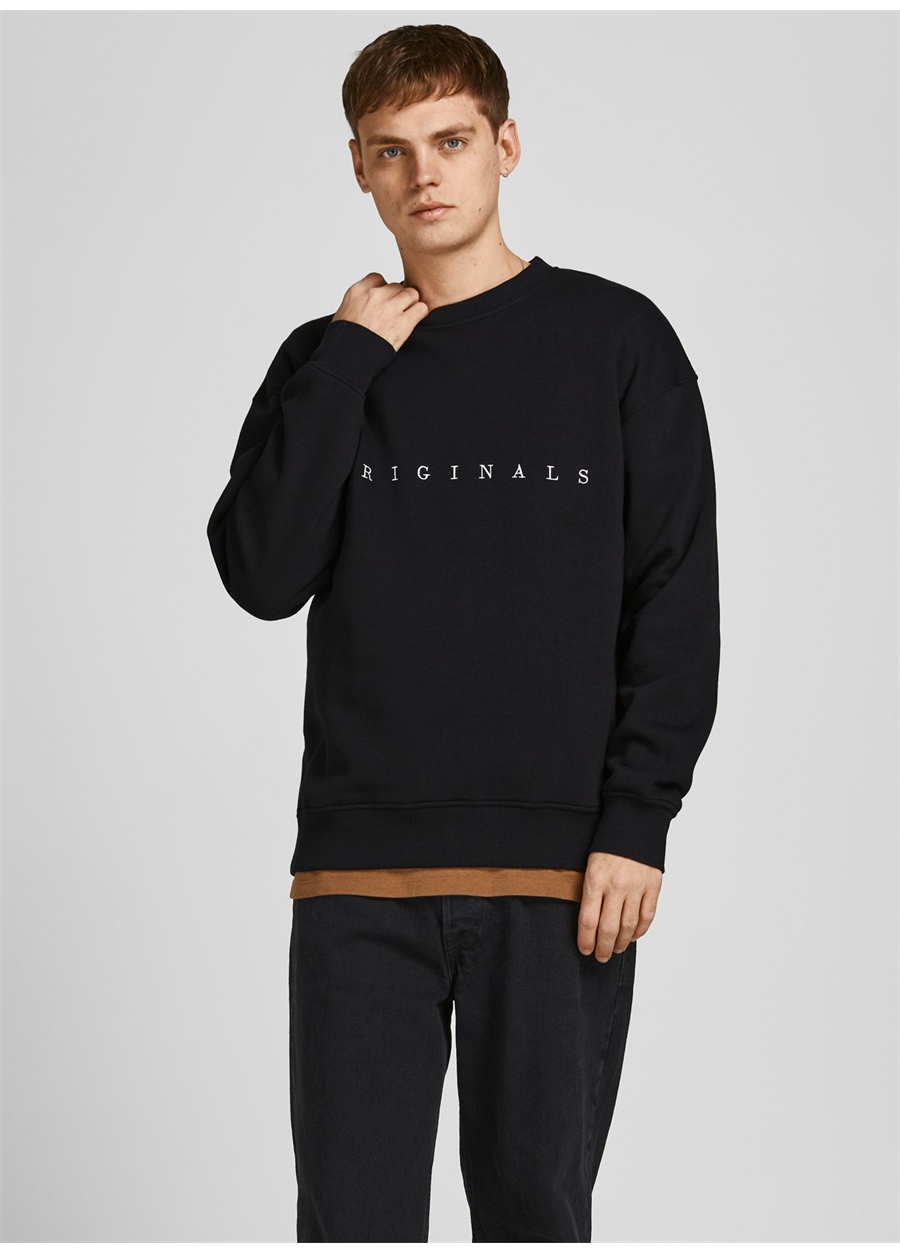 Jack & Jones O Yaka Siyah Erkek Sweatshırt 12204796_JORCOPENHAGEN BIG SWEAT_1