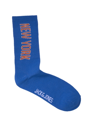 Jack & Jones 12210515_Jacstreetball Tennis Sock Normal Bel Baskılı Mavi Erkek Çorap