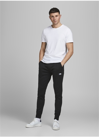 Jack & Jones 12184970_Jpstwill Jjair Sweatpants Normal Bel Slim Fit Düz Siyah Erkek Eşofman Altı_5