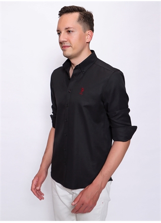 U.S. Polo Assn. Gox022y Düğmeli Slim Fit Siyah Erkek Gömlek