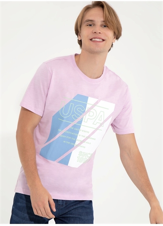 U.S. Polo Assn. Bisiklet Yaka Pembe Erkek T-Shirt SEAR