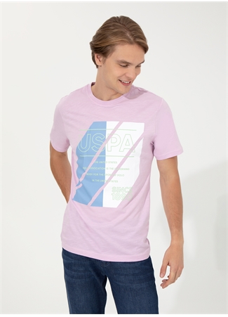 U.S. Polo Assn. Bisiklet Yaka Pembe Erkek T-Shirt SEAR_4