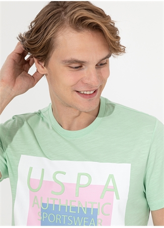 U.S. Polo Assn. Bisiklet Yaka Mint Erkek T-Shirt SAND_1