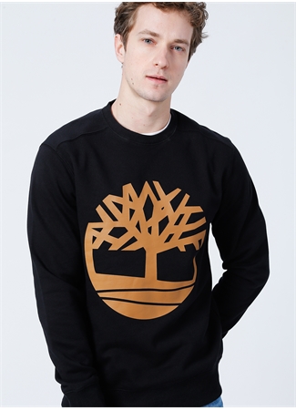 Timberland O Yaka Normal Kalıp Desenli Siyah Erkek Sweatshirt - TB0A2BJ8P561 Core Logo Crew Bb_2