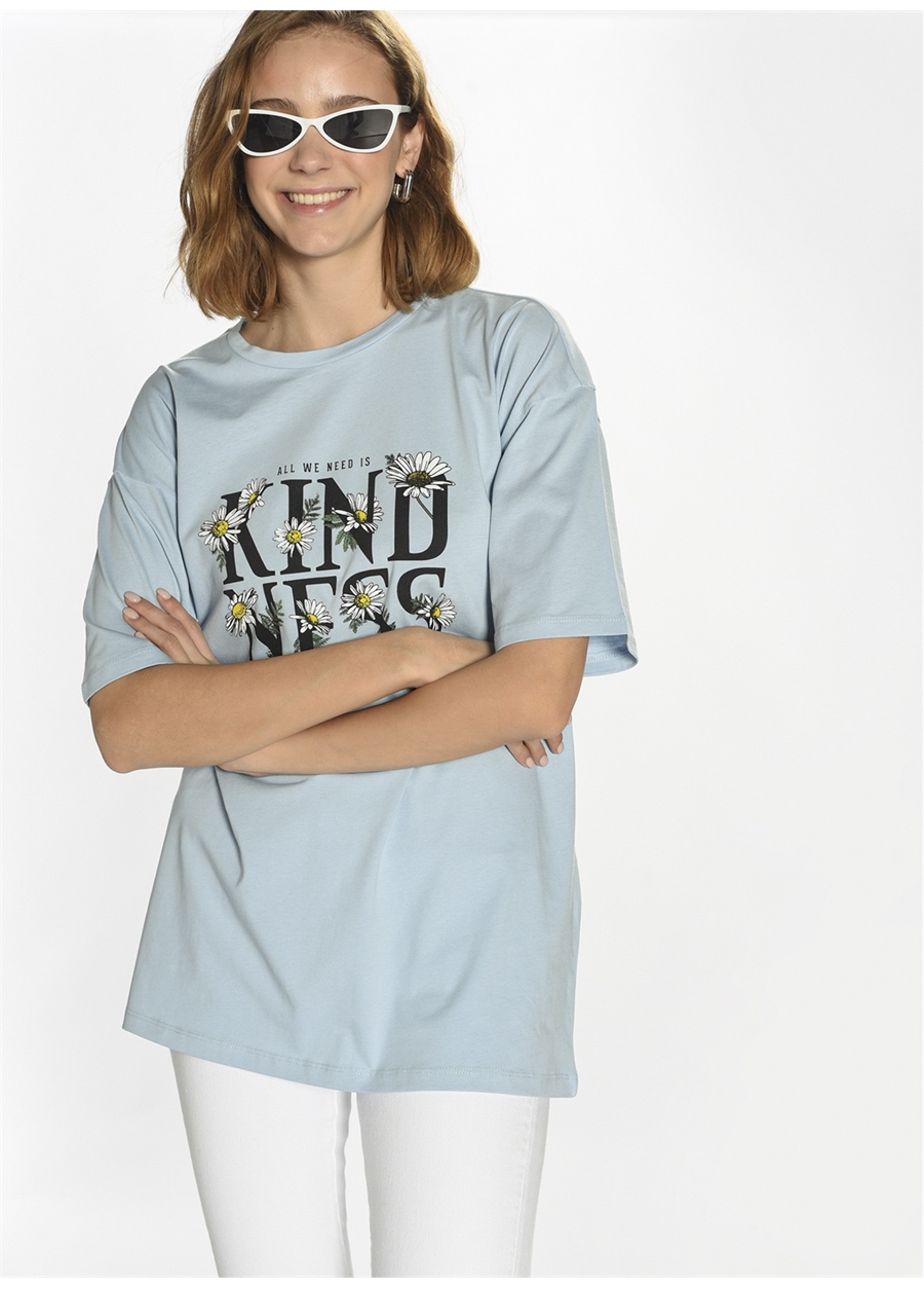 NGSTYLE Mavi Kız Çocuk T-Shirt NGKSS22TS0023