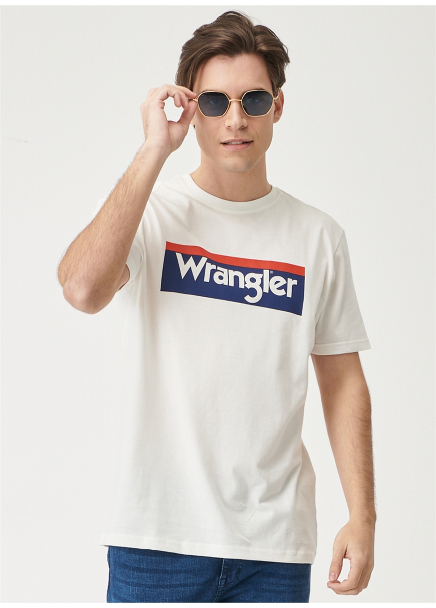 Wrangler O Yaka Baskılı Kırık Beyaz Erkek T-Shirt W7H4D3737_6