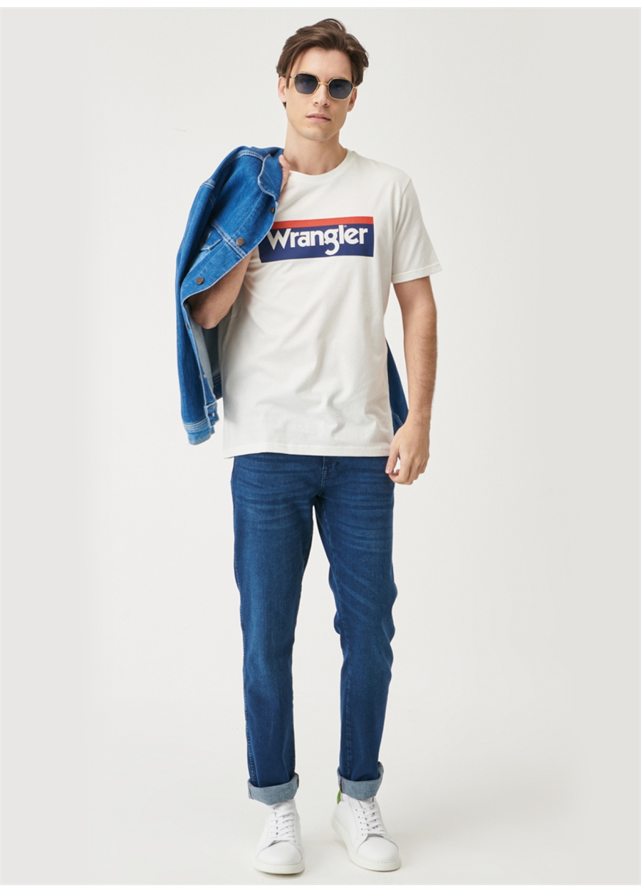 Wrangler O Yaka Baskılı Kırık Beyaz Erkek T-Shirt W7H4D3737_7