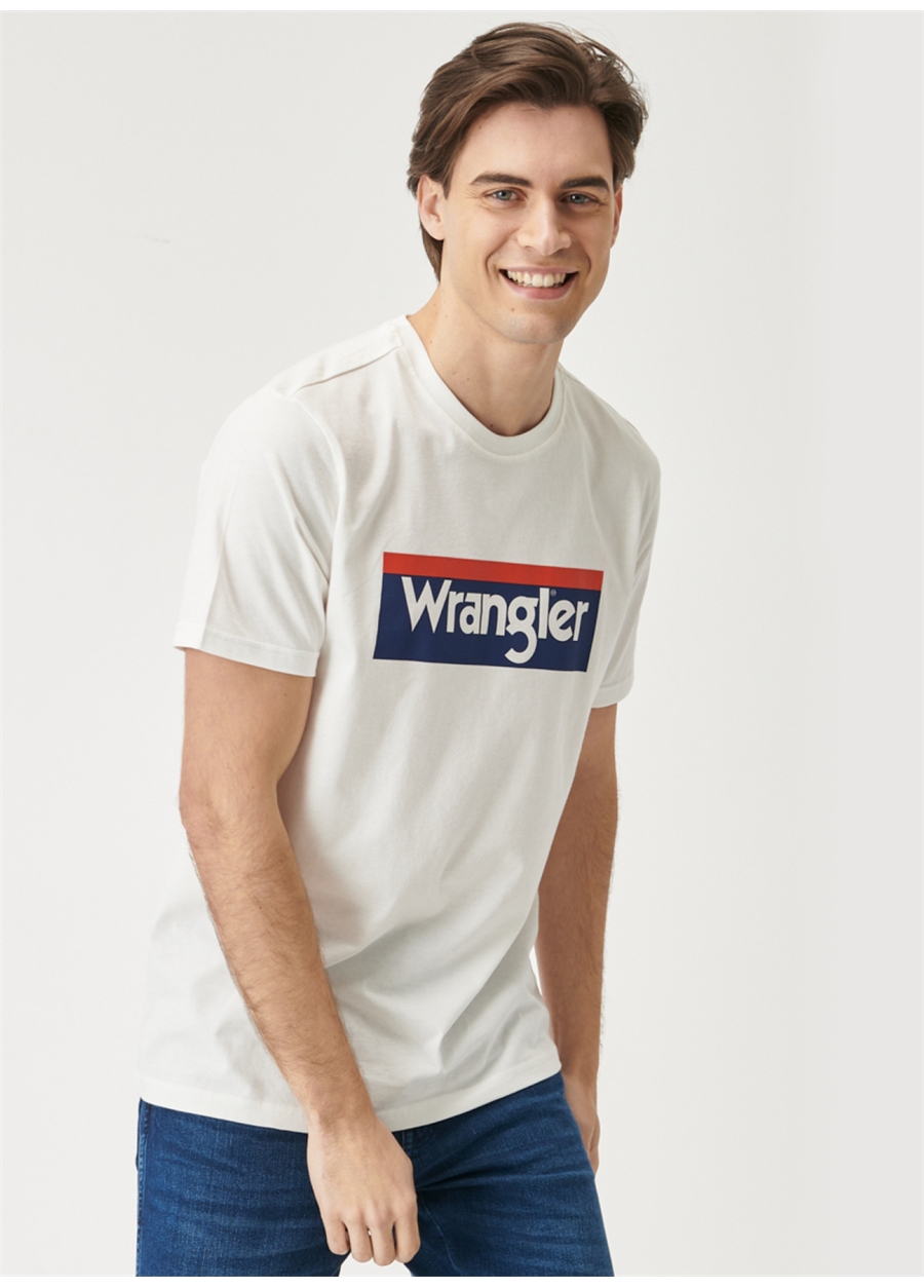 Wrangler O Yaka Baskılı Kırık Beyaz Erkek T-Shirt W7H4D3737_8