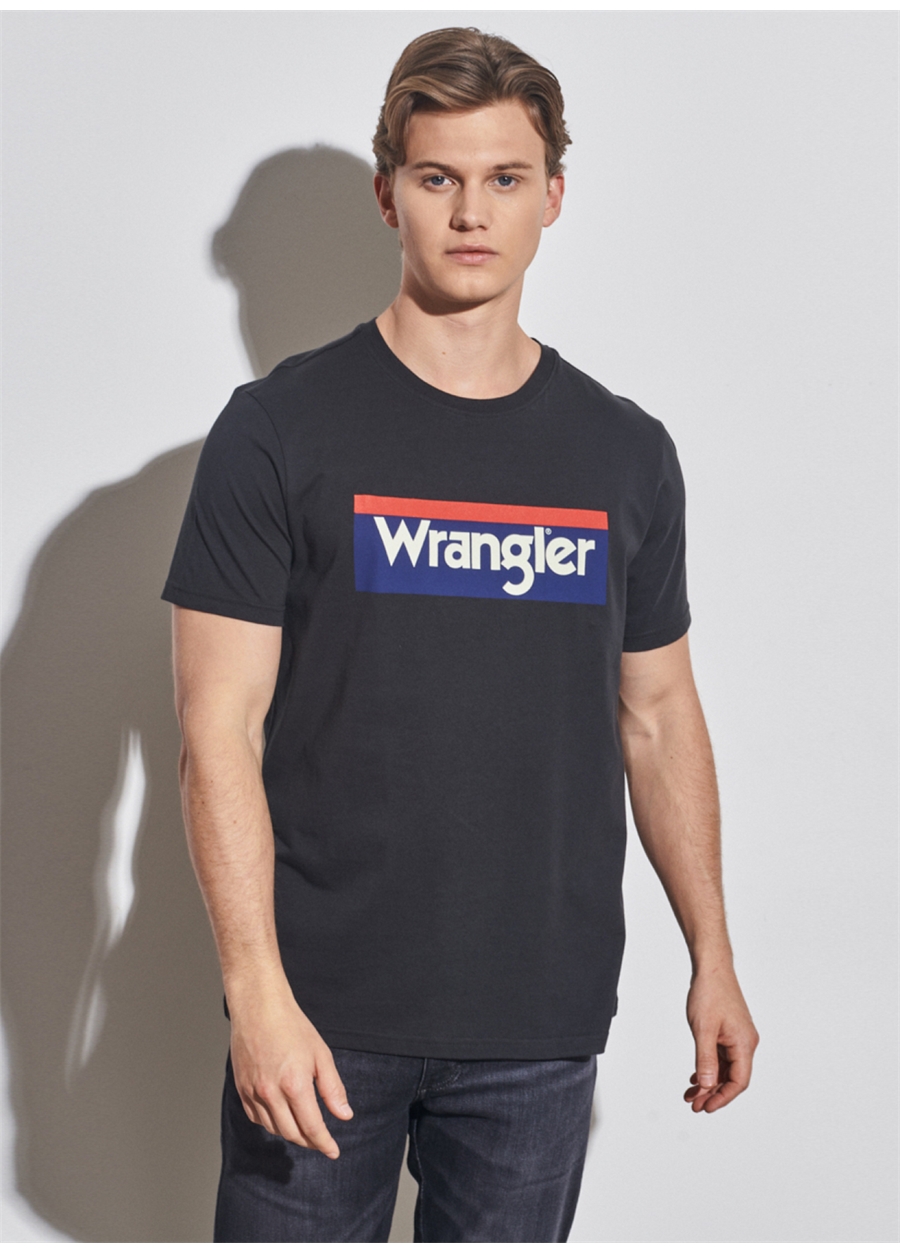 Wrangler W7h4d3xv6 O Yaka Regular Fit Baskılı Açık Siyah Erkek T-Shirt_5