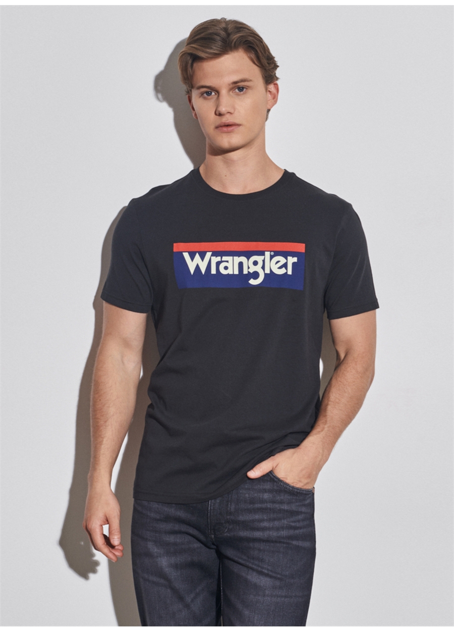 Wrangler W7h4d3xv6 O Yaka Regular Fit Baskılı Açık Siyah Erkek T-Shirt_6