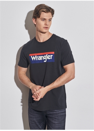 Wrangler W7h4d3xv6 O Yaka Regular Fit Baskılı Açık Siyah Erkek T-Shirt_7