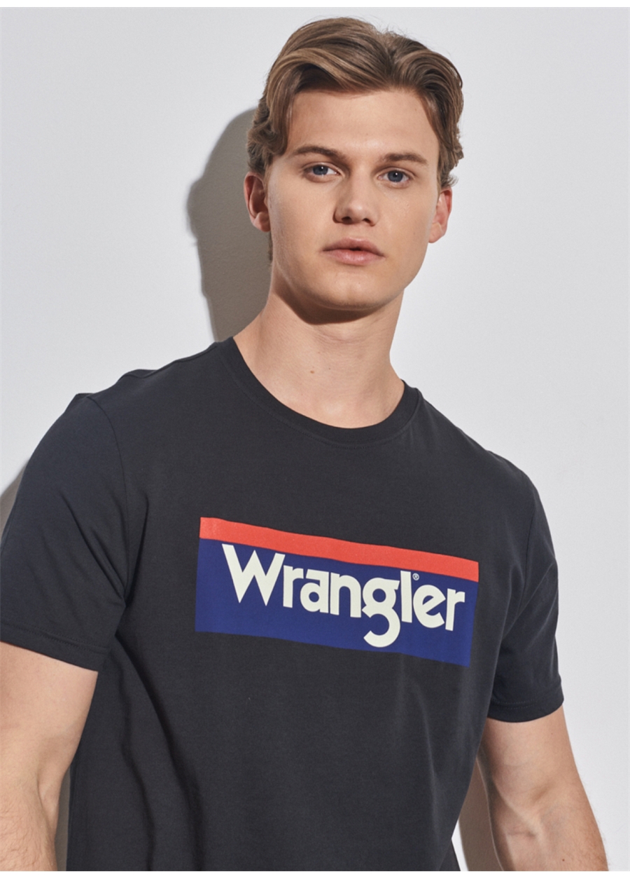 Wrangler W7h4d3xv6 O Yaka Regular Fit Baskılı Açık Siyah Erkek T-Shirt_8