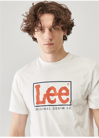 Lee L68tysmk O Yaka Regular Fit Baskılı Kırık Beyaz Erkek T-Shirt_7