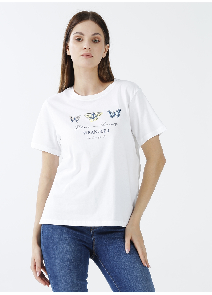 Wrangler Bisiklet Yaka Beyaz Kadın T-Shirt W221079102