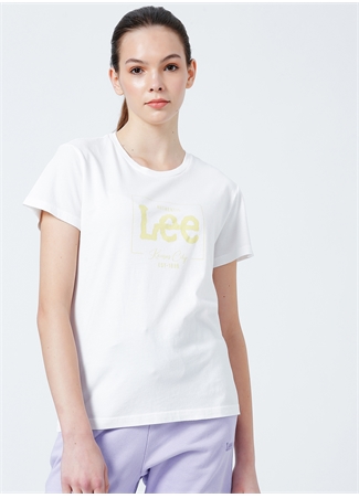 Lee L42LEHMK Bisiklet Yaka Regular Fit Beyaz Kadın T-Shirt_2