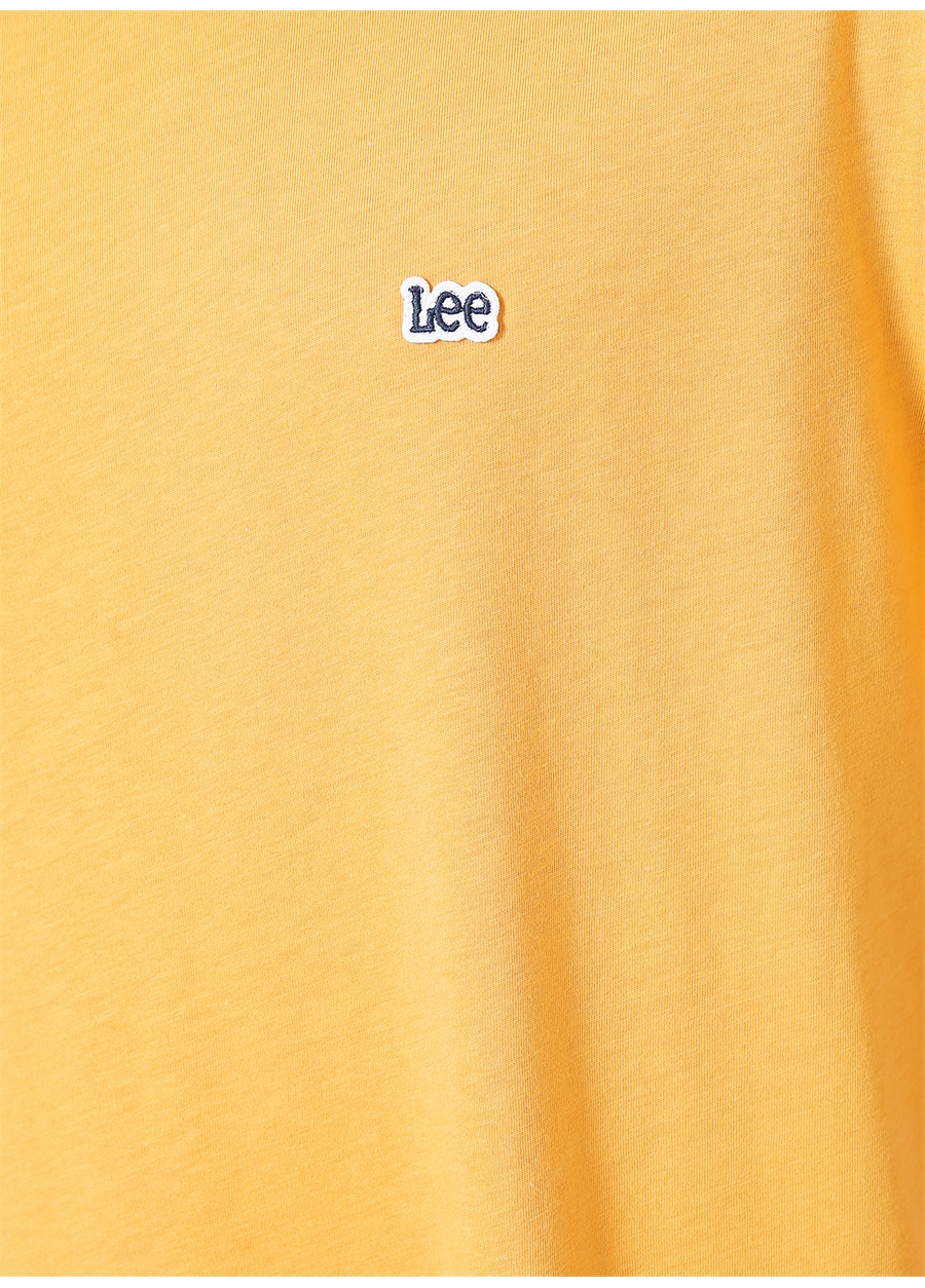 Lee L60UFQ200_Logo Bisiklet Yaka Regular Fit Baskılı Sarı Erkek T-Shirt_4