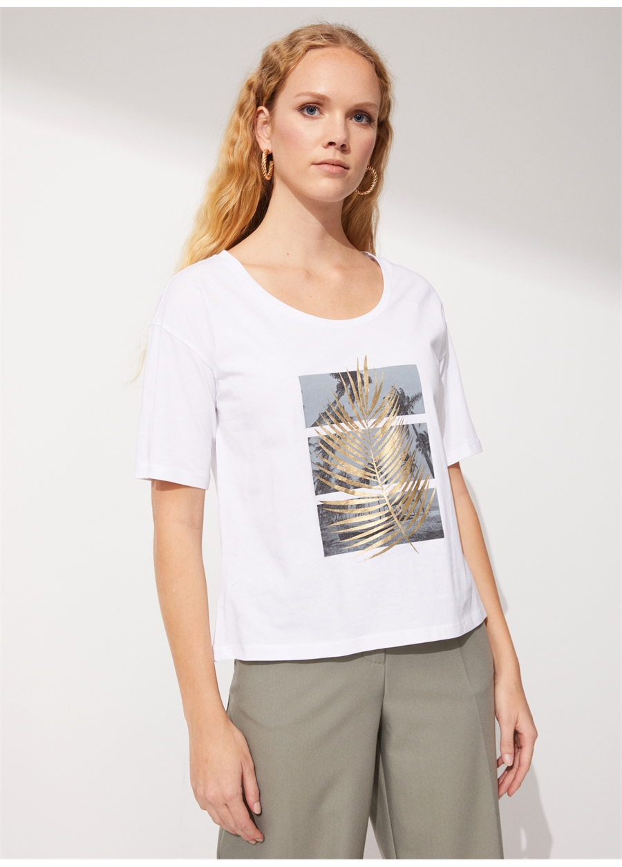 People By Fabrika Beyaz Kadın T-Shirt PFKSS22TS0039