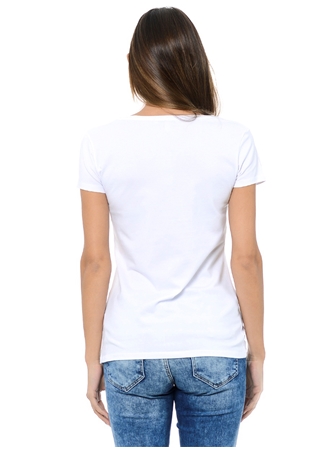 Mavi Yuvarlak Yaka Beyaz Kadın T-Shirt M162767-620 BASIC TİŞÖRT_2