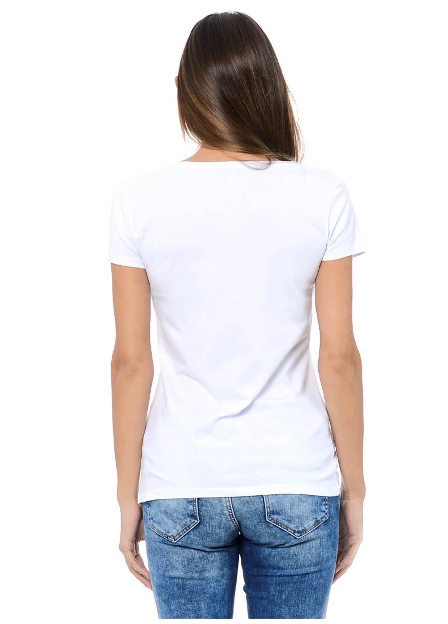 Mavi Yuvarlak Yaka Beyaz Kadın T-Shirt M162767-620 BASIC TİŞÖRT_2